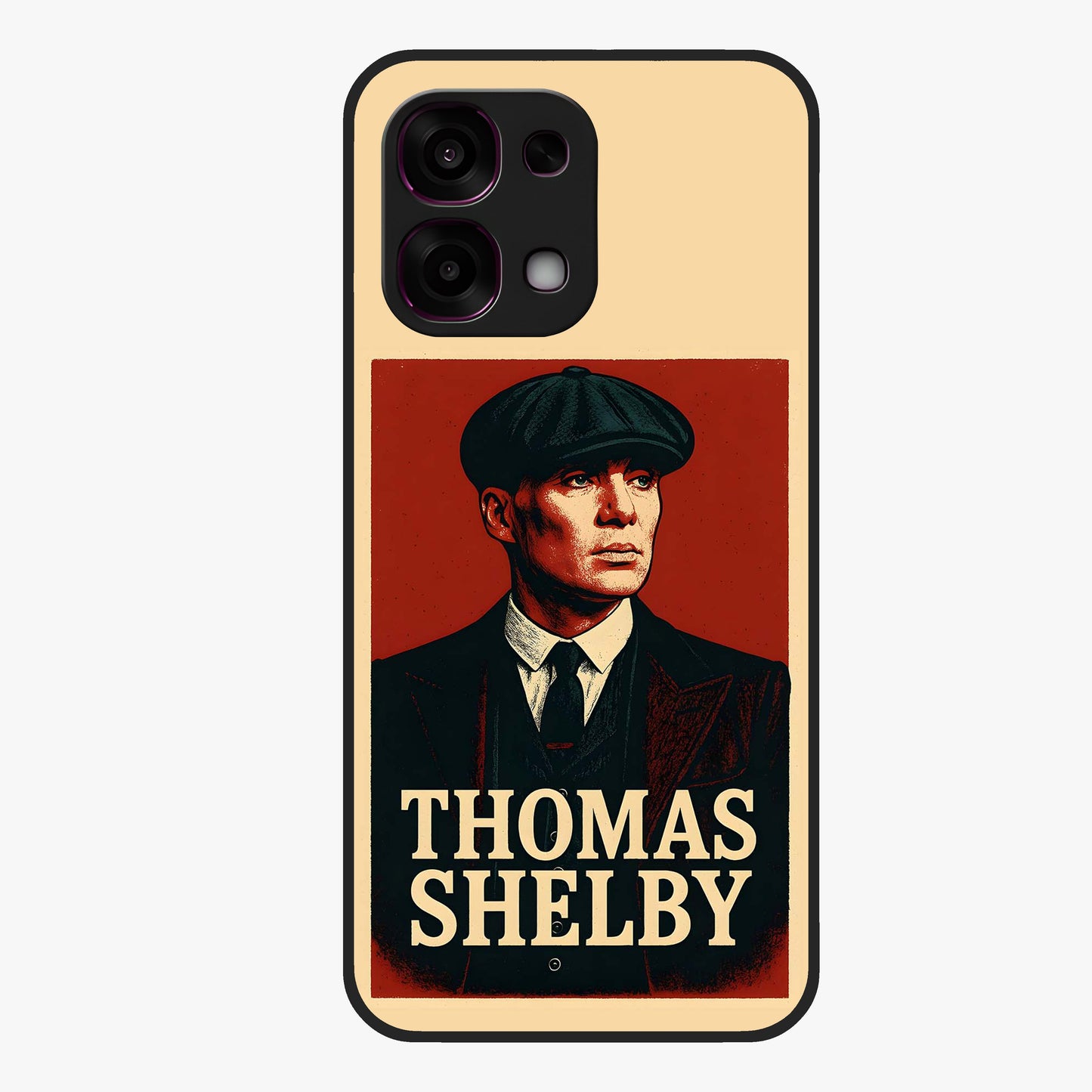 Vintage Mafia Authority Glass Case showing flat back view with bold vintage mafia inspired artwork and glossy glass finish.