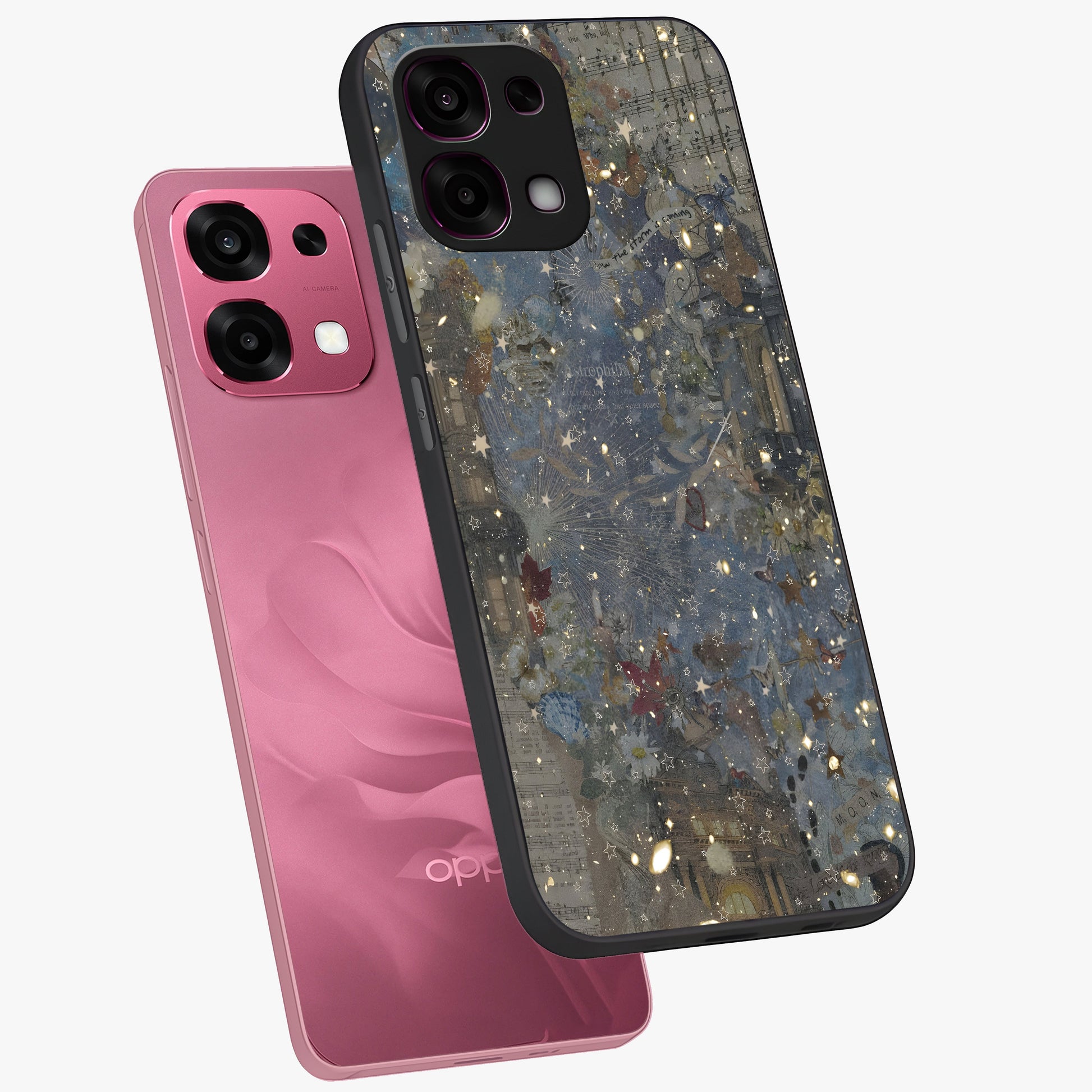 Aesthetic Astrolophia Glass Case displayed in angled mockup highlighting artistic aesthetic elements and smooth glass surface.