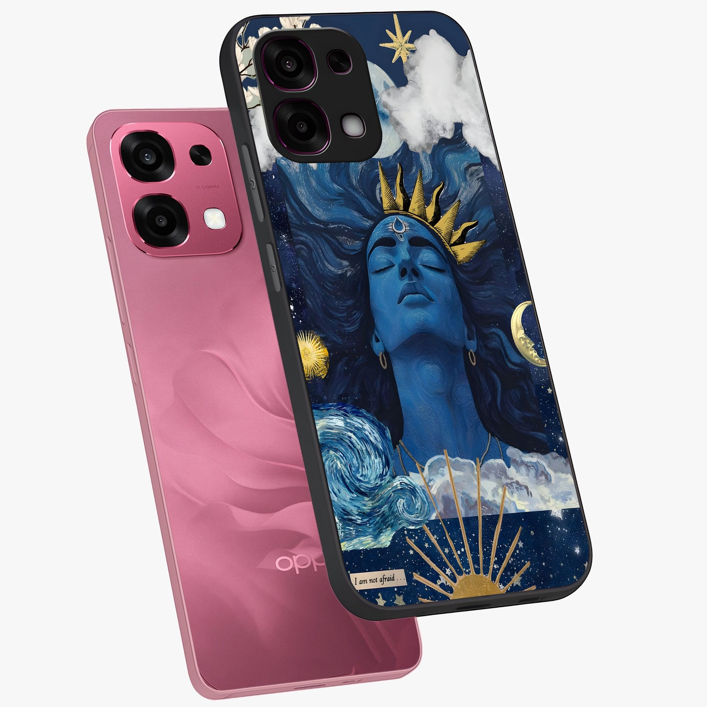 Aesthetic Lord Shiva Glass Case displayed in angled mockup highlighting spiritual Shiva illustration and sacred aesthetic design.