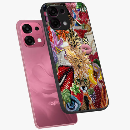Beaded Fashion Jungle Glass Case displayed in angled mockup highlighting colorful fashion bead design and artistic pattern.