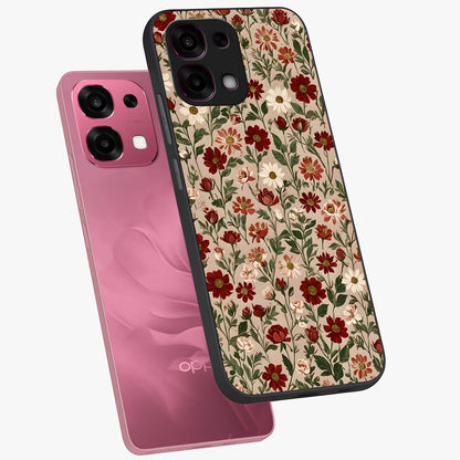 Biege Flower With Leaf Glass Case displayed in angled mockup highlighting minimal floral leaf design and elegant aesthetic.