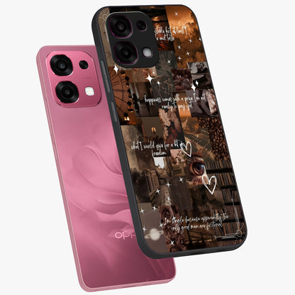 Bittersweet Aesthetic Chaos Glass Case displayed in angled mockup highlighting expressive abstract artwork and edgy aesthetic theme.