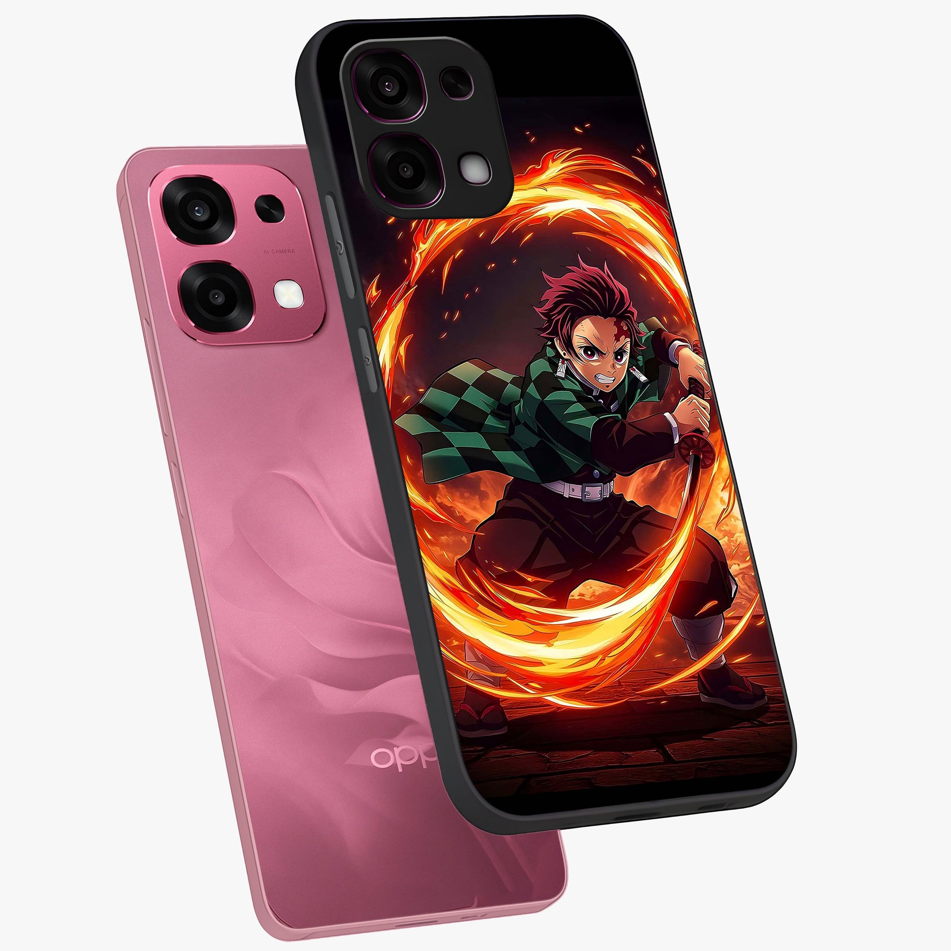 Blazing Sword Resolve Glass Case displayed in angled mockup highlighting powerful sword illustration and bold fantasy theme.