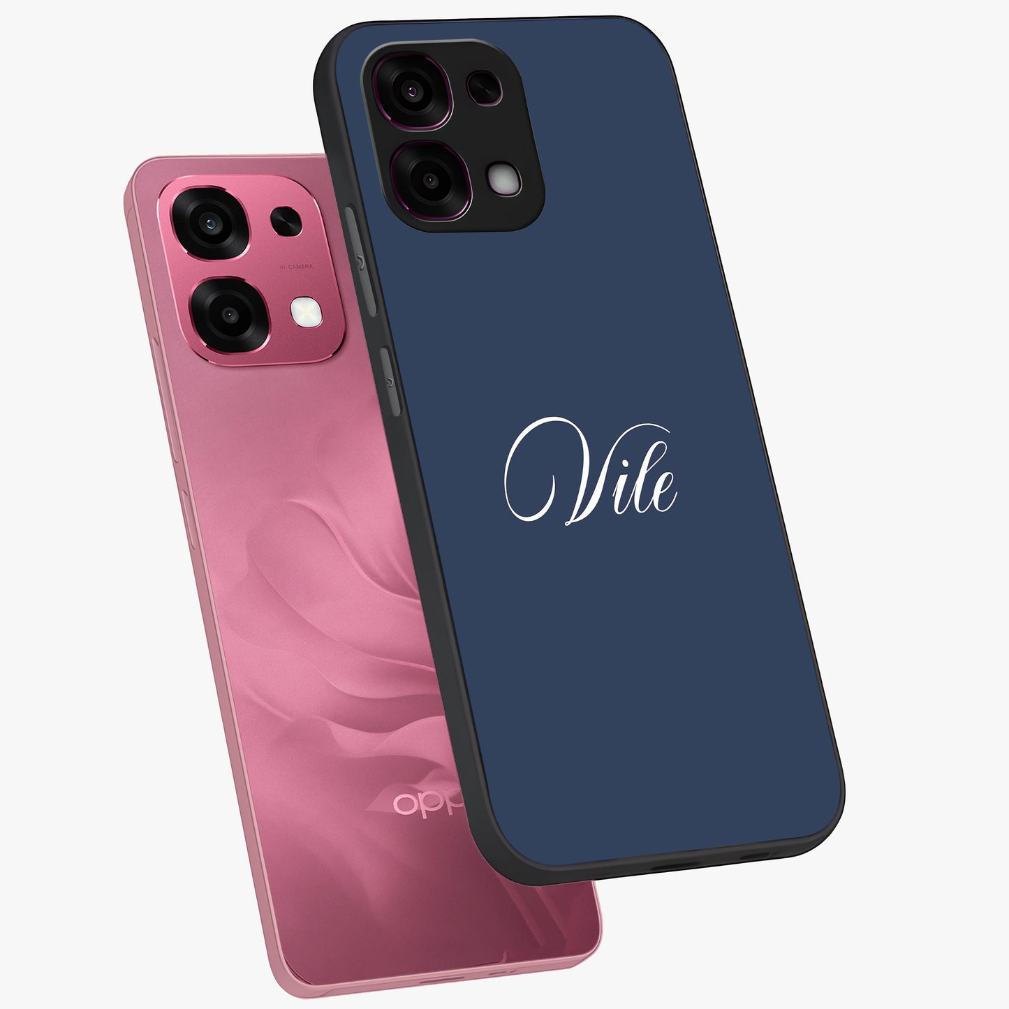 Blue Vintage Floral Pattern Glass Case showing flat back view with elegant vintage floral artwork and glossy glass finish.