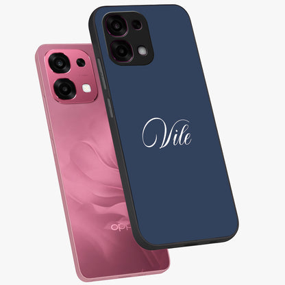 Blue Vintage Floral Pattern Glass Case showing flat back view with elegant vintage floral artwork and glossy glass finish.