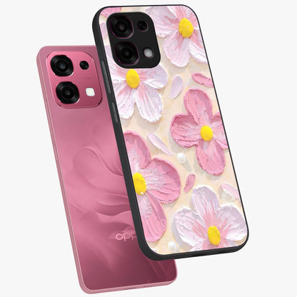 Blush Bloom Texture Glass Case displayed in angled mockup highlighting subtle bloom pattern with aesthetic pastel design.
