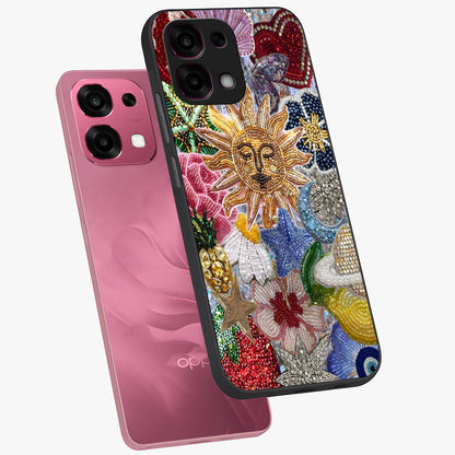 Celestial Floral and Playful Glass Case displayed in angled mockup highlighting playful floral design with dreamy celestial elements.