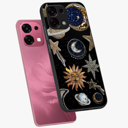 Celestial Gem Constellations Glass Case displayed in angled mockup highlighting gemstone inspired constellation design.