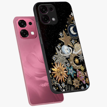 Cosmic Sparkle Dreams Glass Case displayed in angled mockup highlighting dreamy star sparkle design with celestial aesthetic.