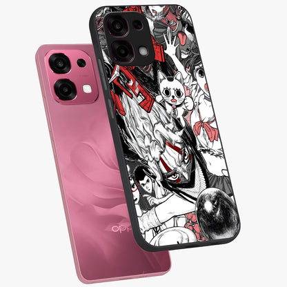 Crimson Chaos Panel Glass Case displayed in angled mockup highlighting chaotic panel style design with modern graphic theme.