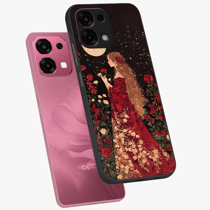 Crimson Dreams Glass Case displayed in angled mockup highlighting soft crimson aesthetic design with artistic theme.
