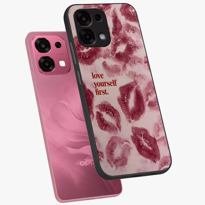Crimson Kiss Love Glass Case displayed in angled mockup highlighting bold love inspired design with modern aesthetic style.