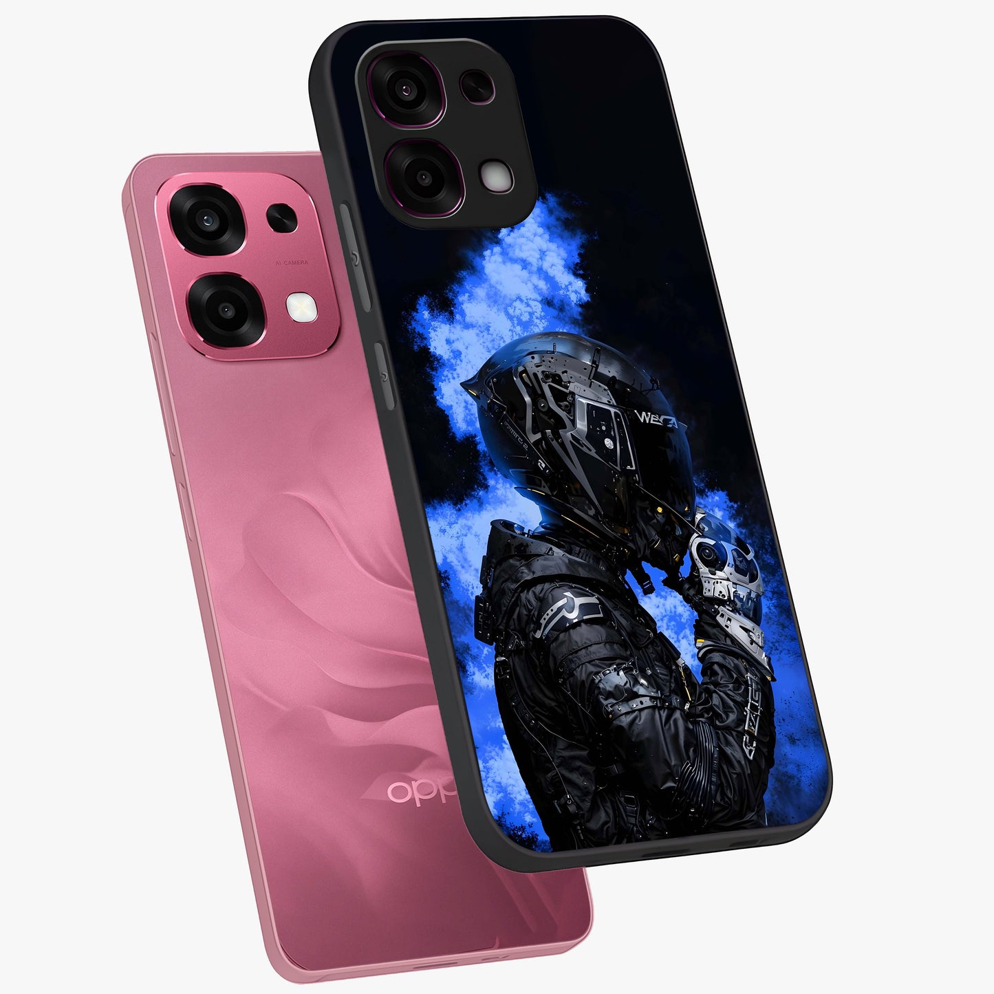 Cyber Sentinel Protocol Glass Case displayed in angled mockup highlighting digital cyber design with sci-fi aesthetic style.