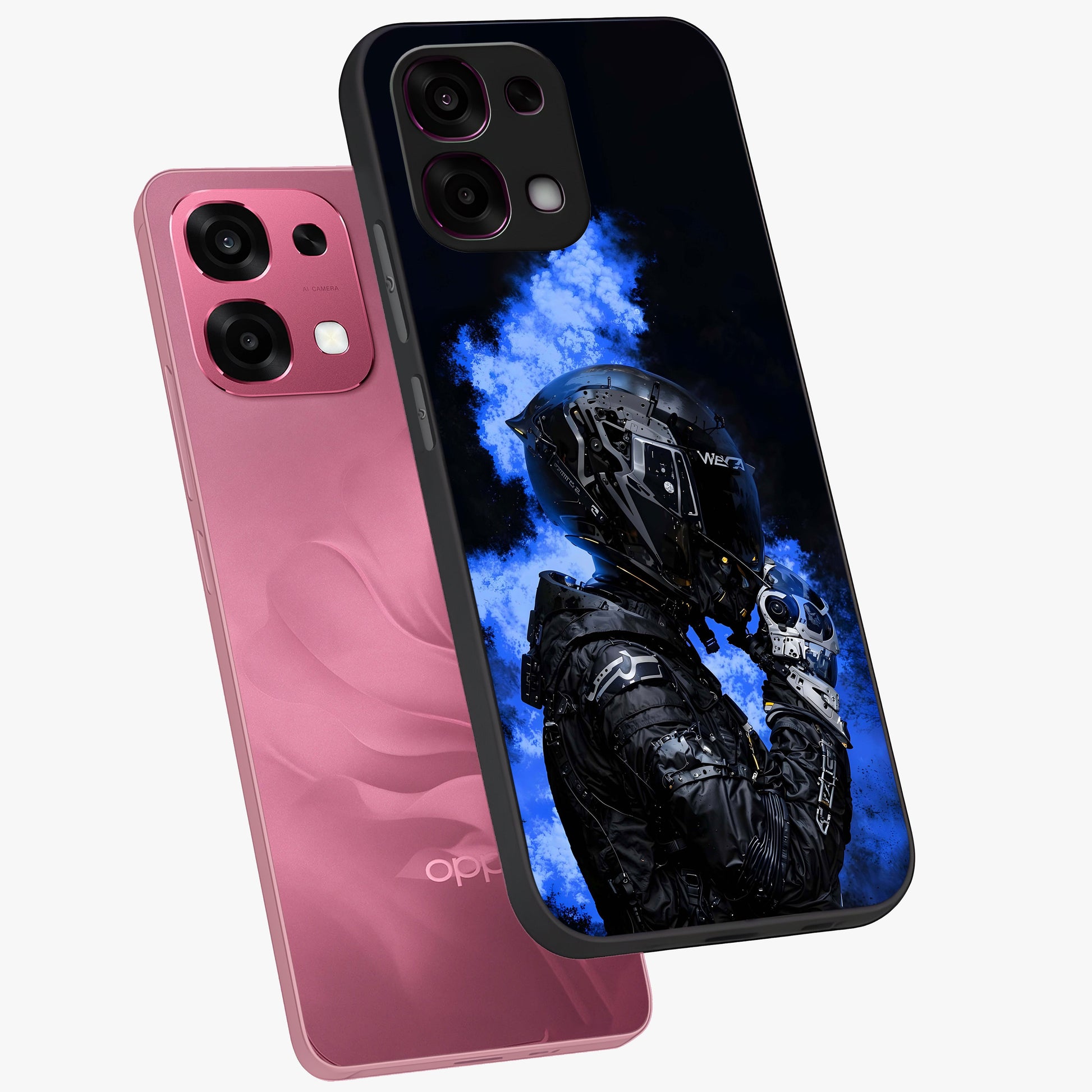 Cyber Sentinel Protocol Glass Case displayed in angled mockup highlighting digital cyber design with sci-fi aesthetic style.