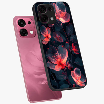 Dark Shade of Flower Glass Case displayed in angled mockup highlighting moody floral illustration with aesthetic dark tones.