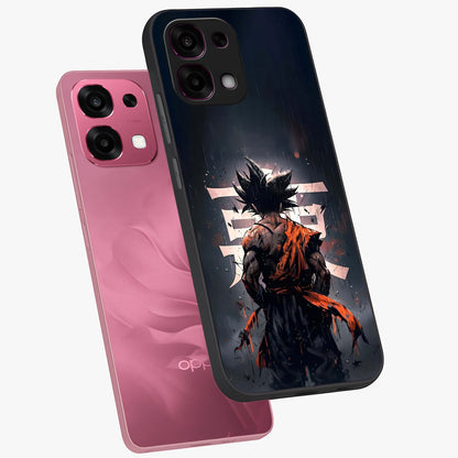 Dark Warrior In Rain Glass Case displayed in angled mockup highlighting dramatic warrior illustration with dark rain aesthetic.