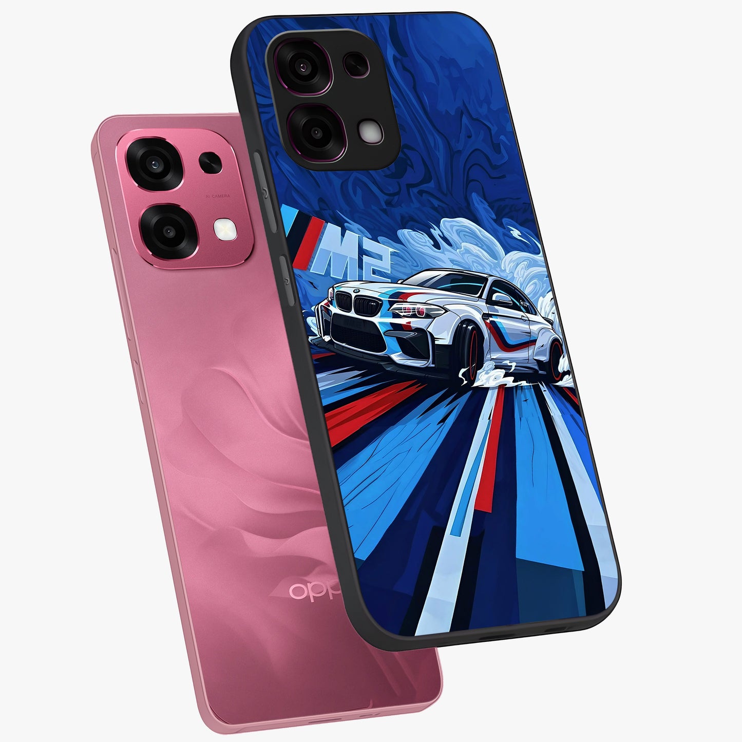 Drift Power Rush Glass Case displayed in angled mockup highlighting powerful drift car design with sporty aesthetic style.