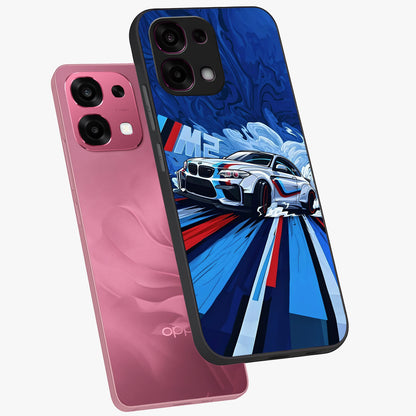 Drift Power Rush Glass Case displayed in angled mockup highlighting powerful drift car design with sporty aesthetic style.
