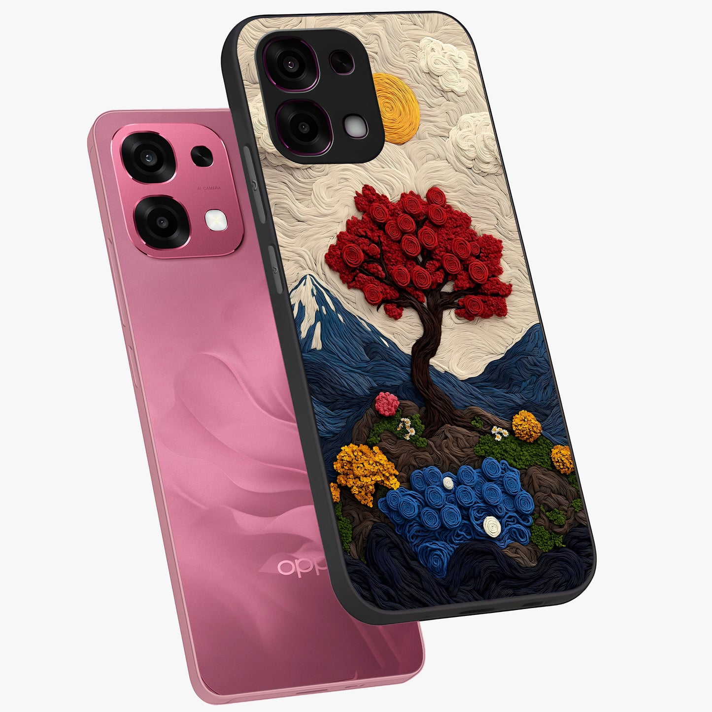 Eternal Nature Tapestry Glass Case displayed in angled mockup highlighting detailed botanical pattern with artistic aesthetic.