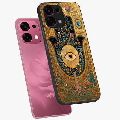 Ethereal Evil Eye Glass Case displayed in angled mockup highlighting protective evil eye symbol with spiritual aesthetic design.