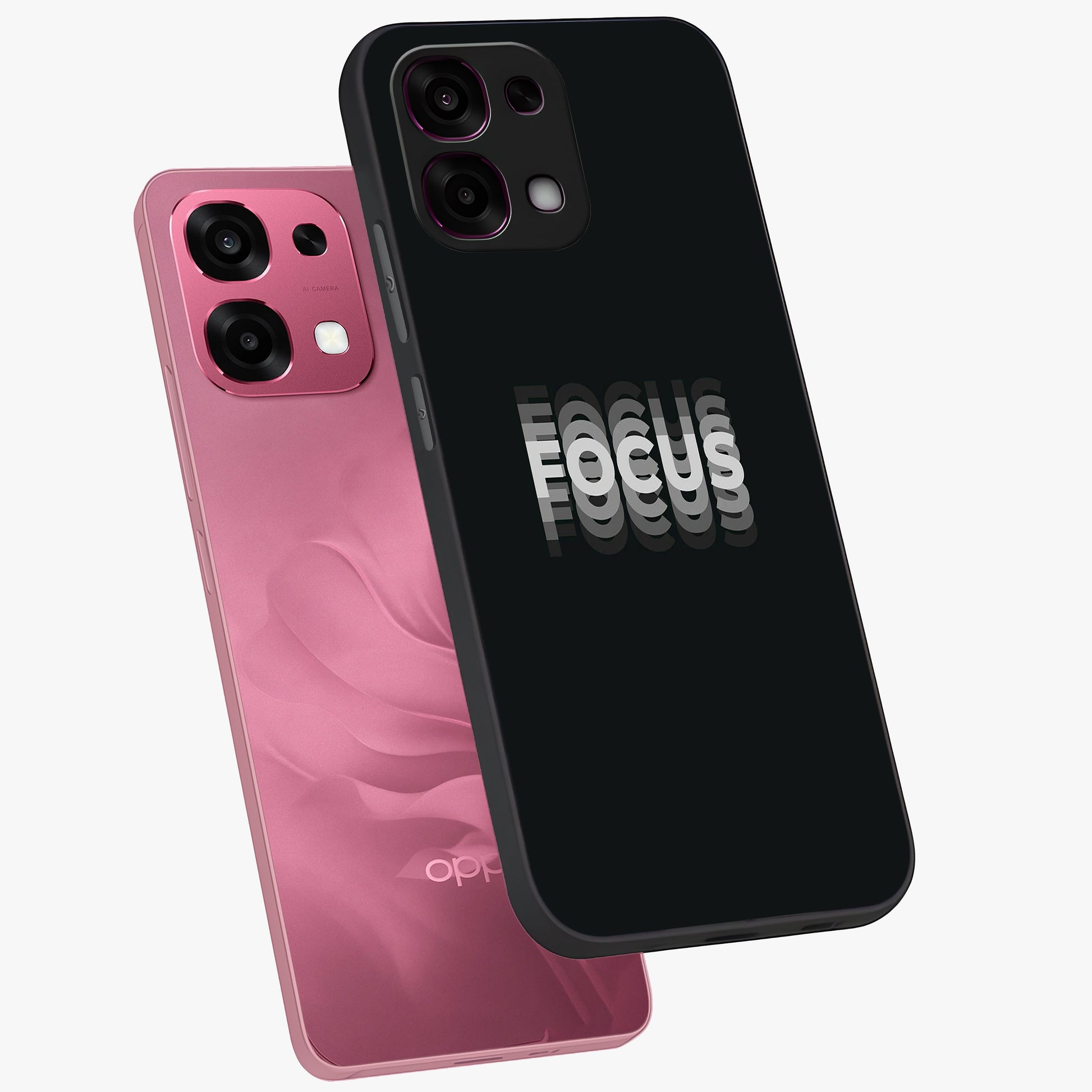 Focus Mode On Glass Case displayed in angled mockup highlighting clean minimal text artwork with modern aesthetic style.