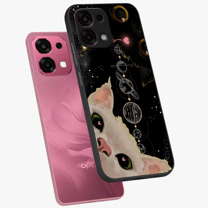 Galactic Cat Glass Case displayed in angled mockup highlighting celestial feline illustration with galaxy aesthetic style.