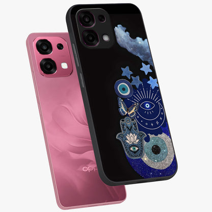 Galactic Charm Cluster Glass Case displayed in angled mockup highlighting luminous galaxy inspired design with dreamy aesthetic.