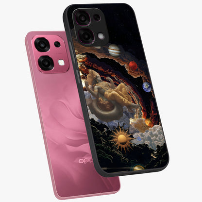 Galactic Divine God Glass Case displayed in angled mockup highlighting powerful celestial deity illustration with galactic aesthetic.