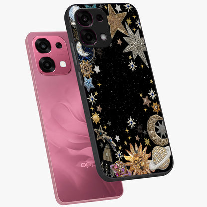 Galactic Jewel Stars Glass Case displayed in angled mockup highlighting shining celestial star design with cosmic aesthetic style.