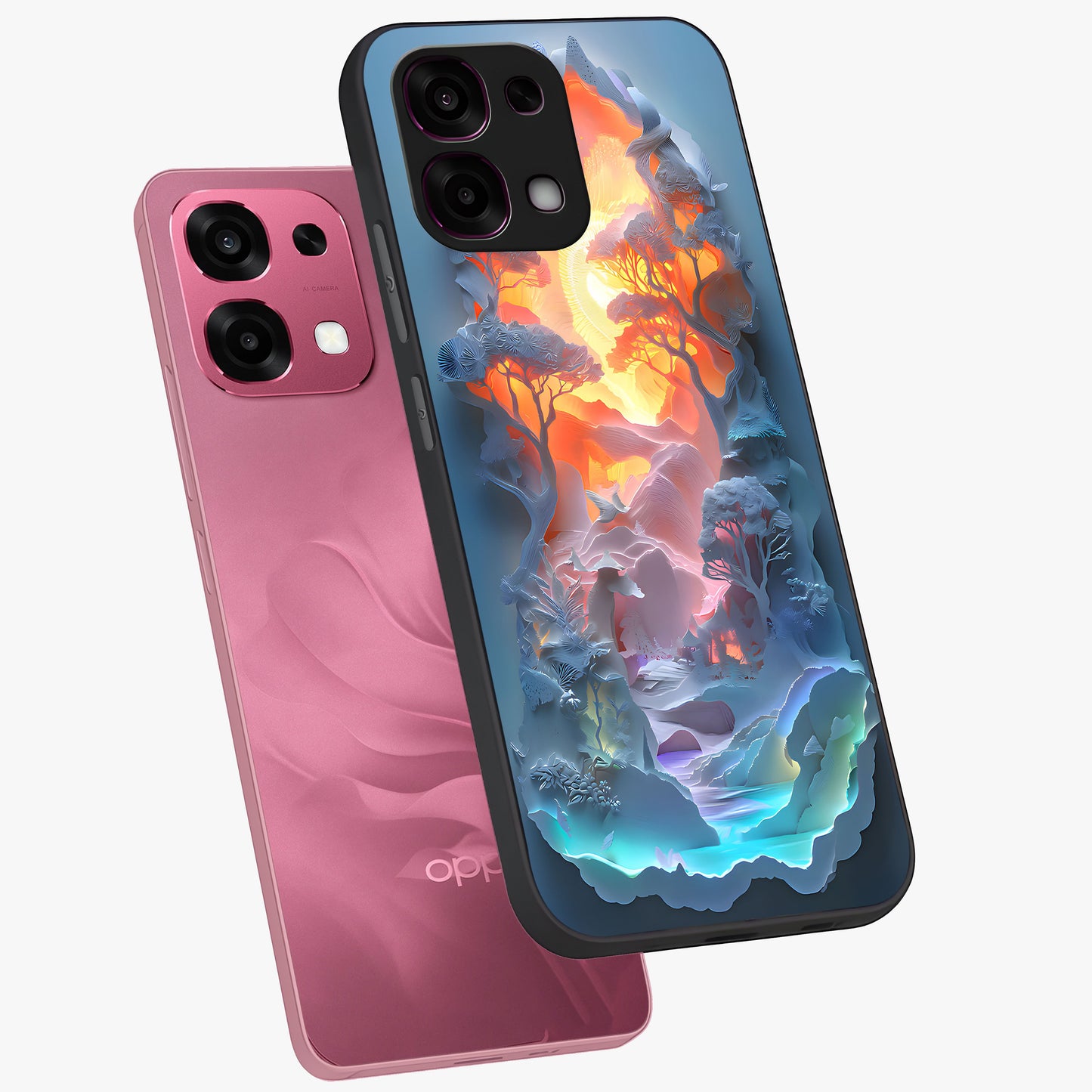 Glow Forest Portal Glass Case displayed in angled mockup highlighting mystical forest design with magical glowing aesthetic.