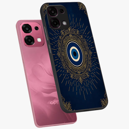 Golden Celestial Charm Glass Case displayed in angled mockup highlighting sparkling cosmic charm design with celestial aesthetic.