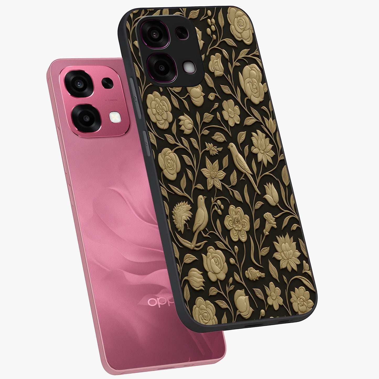 Golden Evil Eye Mandala Glass Case displayed in angled mockup highlighting protective evil eye symbol with golden mandala design.