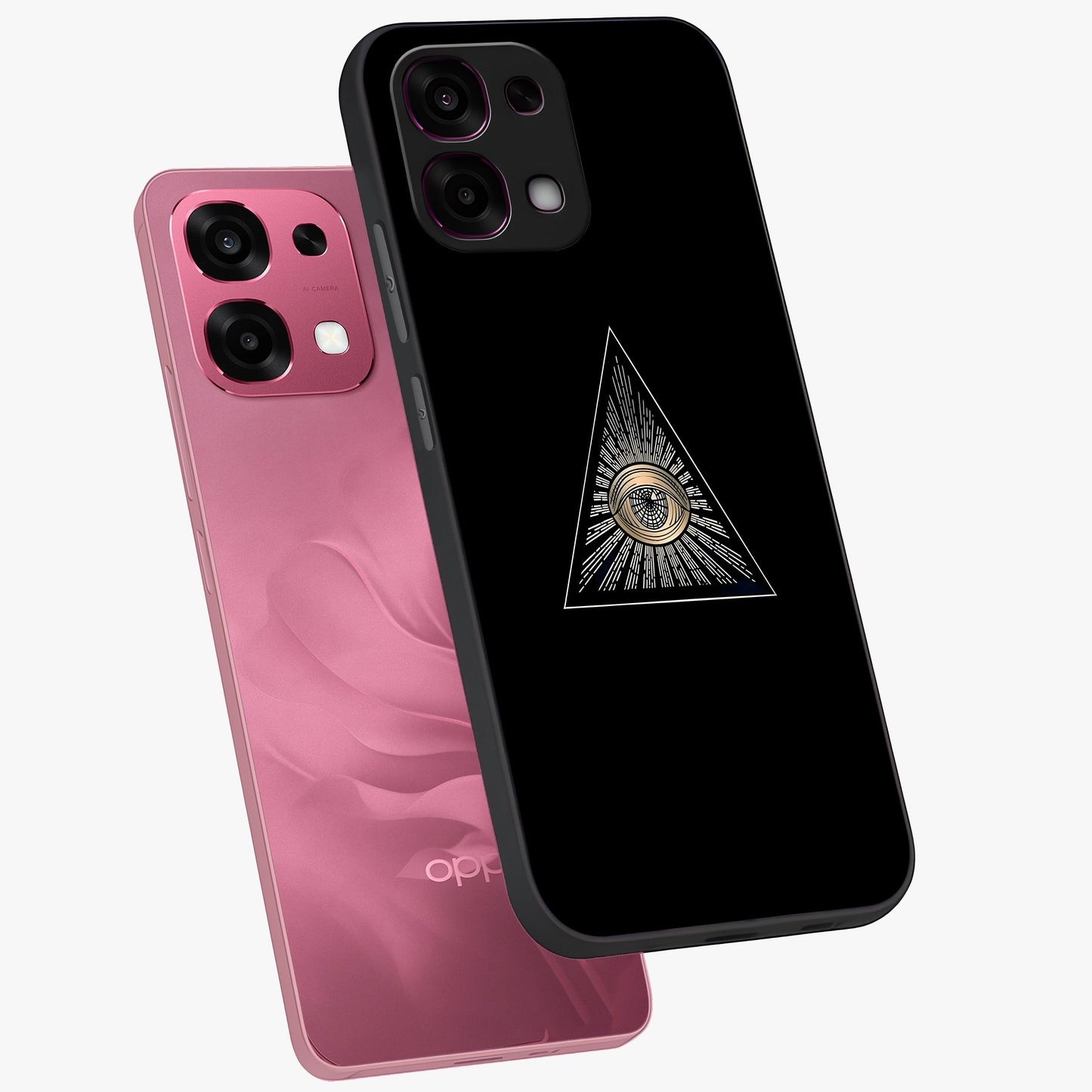 Illuminati Evil Glass Case displayed in angled mockup highlighting dark occult inspired design with bold aesthetic style.