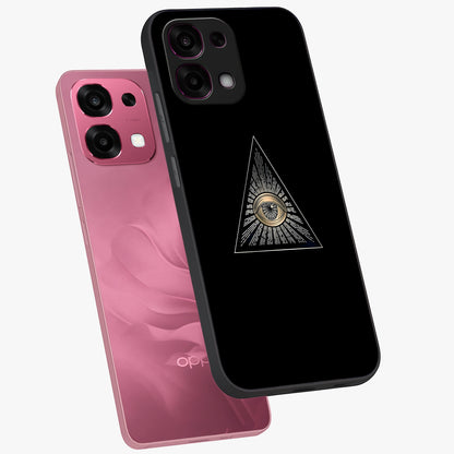 Illuminati Evil Glass Case displayed in angled mockup highlighting dark occult inspired design with bold aesthetic style.