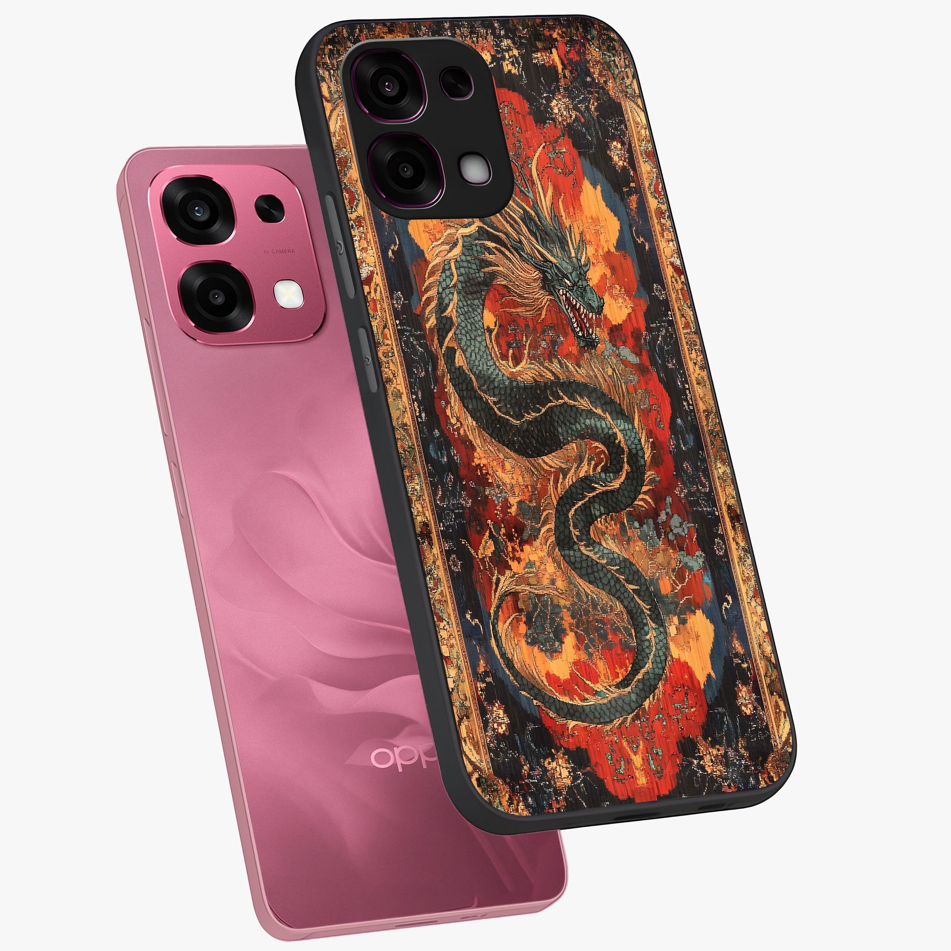 Inferno Dragon Soul Glass Case displayed in angled mockup highlighting powerful dragon illustration with inferno aesthetic.