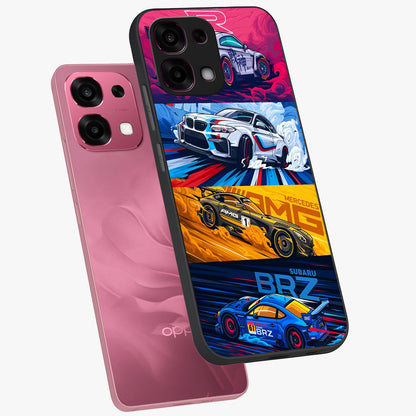JDM Sports Car Glass Case displayed in angled mockup highlighting sleek Japanese racing car design with automotive aesthetic.