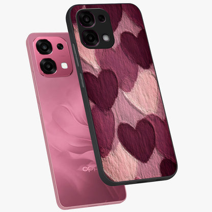 Layered Paper Hearts Glass Case displayed in angled mockup highlighting creative paper craft heart design with romantic aesthetic.