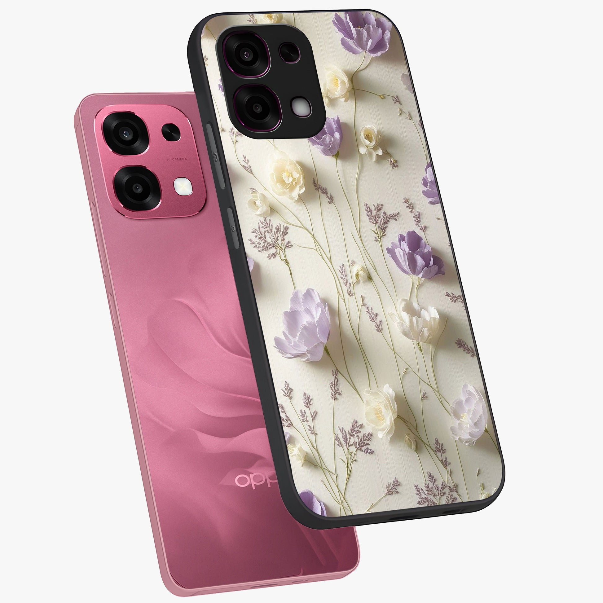 Lilac Breeze Harmony Glass Case displayed in angled mockup highlighting calm lilac breeze design with soothing aesthetic style.