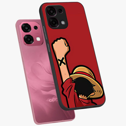 Luffy X Spirit Glass Case displayed in angled mockup highlighting powerful anime design with energetic action aesthetic.