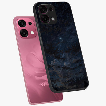 Lunar Veil Silence Glass Case displayed in angled mockup highlighting soft lunar design with peaceful celestial aesthetic.