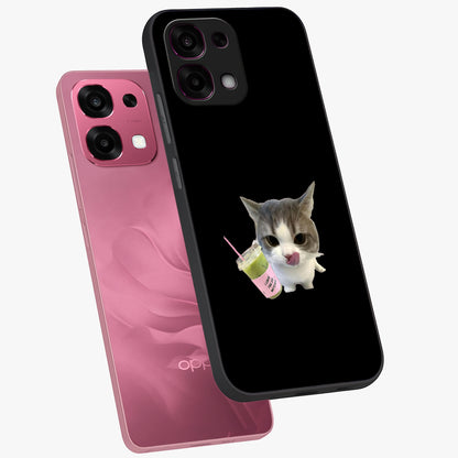 Matcha Cat Style Glass Case displayed in angled mockup highlighting playful feline design with pastel matcha aesthetic.