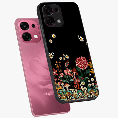 Midnight Bloom Pattern Glass Case displayed in angled mockup highlighting elegant flower design with midnight aesthetic style.
