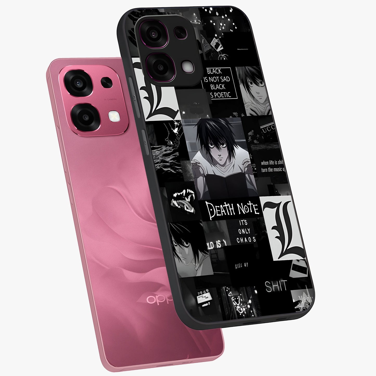 Midnight Chaos Mind Glass Case displayed in angled mockup highlighting chaotic artistic design with dramatic midnight aesthetic.