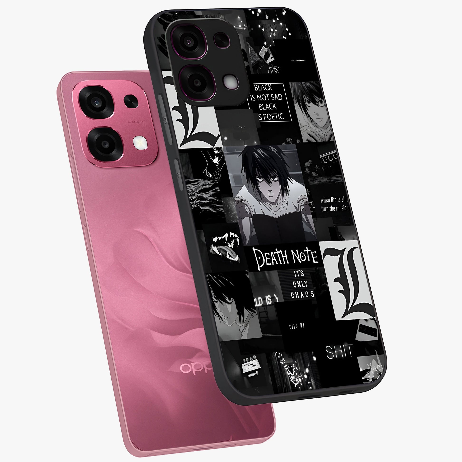 Midnight Chaos Mind Glass Case displayed in angled mockup highlighting chaotic artistic design with dramatic midnight aesthetic.