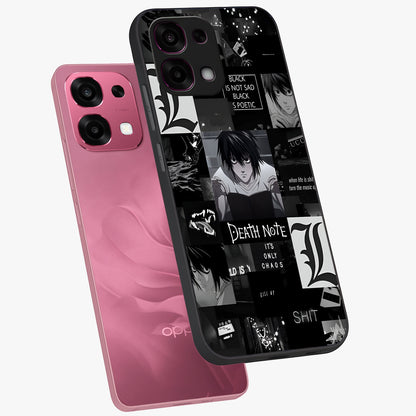 Midnight Chaos Mind Glass Case displayed in angled mockup highlighting chaotic artistic design with dramatic midnight aesthetic.