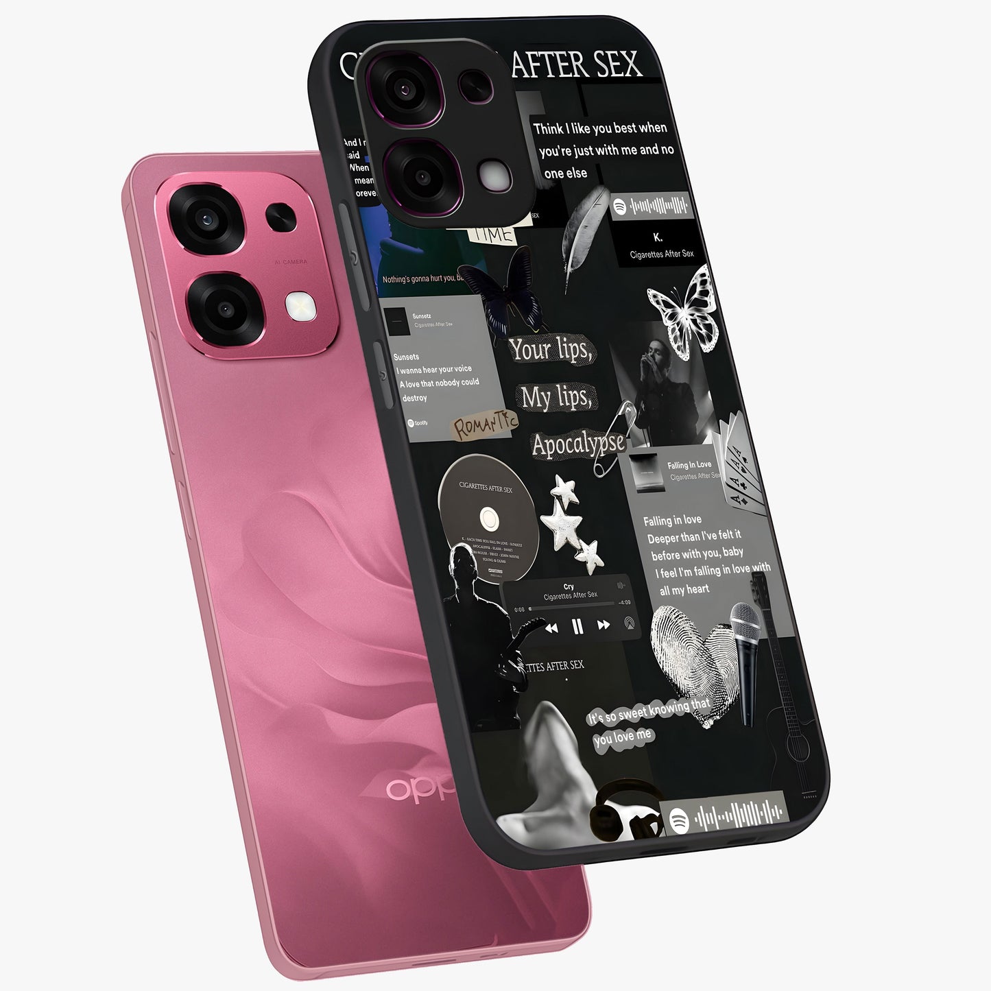 Midnight Love Echo Glass Case displayed in angled mockup highlighting elegant love inspired design with deep aesthetic style.