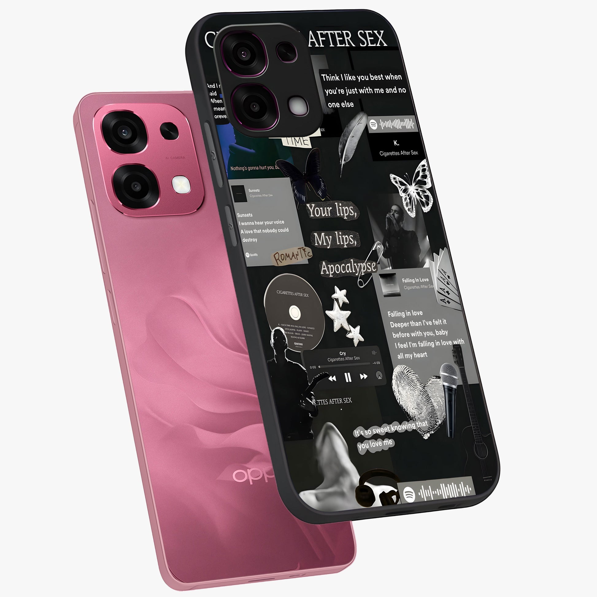 Midnight Love Echo Glass Case displayed in angled mockup highlighting elegant love inspired design with deep aesthetic style.