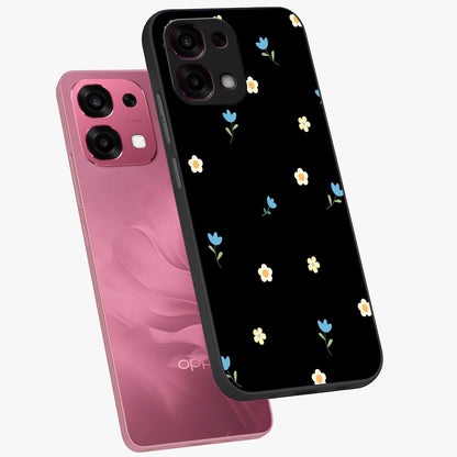 Minimal Petal Whispers Glass Case displayed in angled mockup highlighting delicate petal design with clean minimal aesthetic.