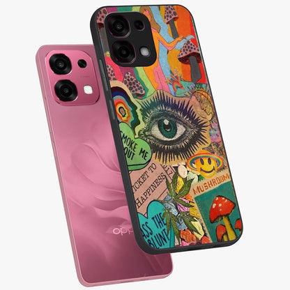 Mystic Eye Wonderland Glass Case displayed in angled mockup highlighting magical eye illustration with dreamy aesthetic.