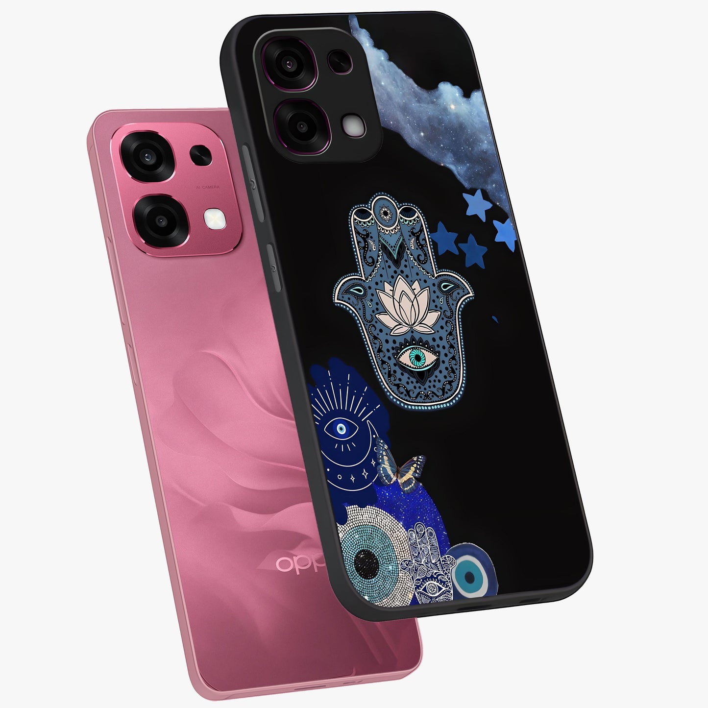 Mystic Hand Aura Glass Case displayed in angled mockup highlighting magical aura design with spiritual aesthetic style.